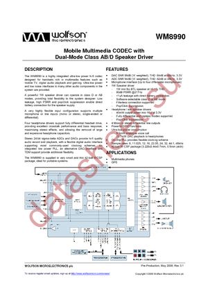 WM8990ECS/RV datasheet  